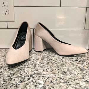 Faux Suede Block Heel Pumps 8.5